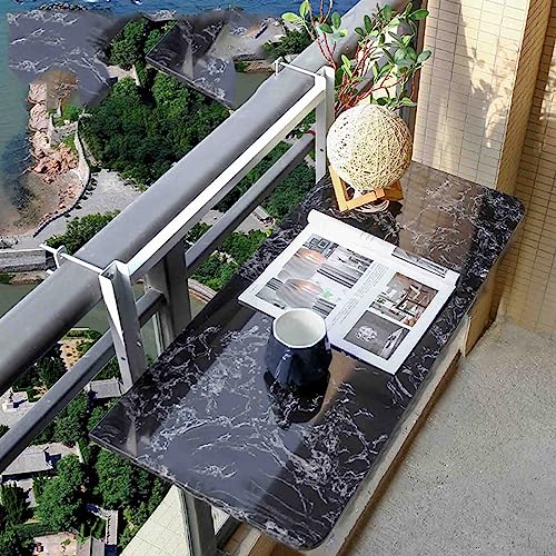 Decktisch, Balkontisch, Terrassentisch für den Außenbereich, für Geländer, 60–120 cm große wandmontierte Beistelltische, klappbare, verstellbare Hängetische für Deck, herunterklappbare Arbei