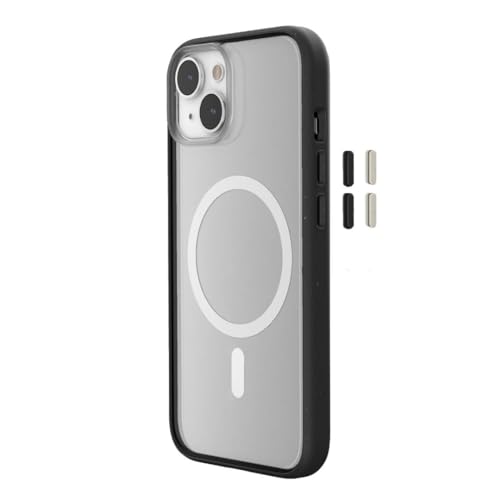 Woodcessories - Magnetisches Bio Clear Case transparent kompatibel mit iPhone 15 Plus Hülle durchsichtig mit Magnet, schwarz klar, Nachhaltig