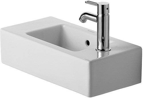 Duravit 0703500008 Vero 19 5/8" Wall Mount Bathroom Sink with Overflow With WonderGliss Surface Finish: Without WonderGliss, Faucet Holes: Single Hole on Right Side