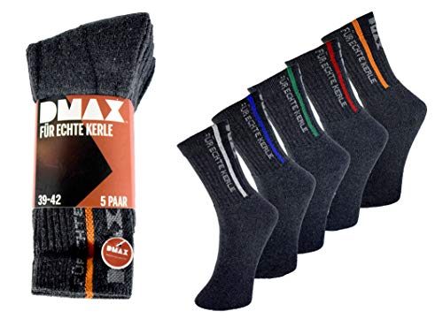 DMAX Allrounder Socken für echte Kerle - 5|10|15|20 Paar - wahlweise in Schwarz, Anthrazit, Blau und drei Größen 39-42/43-46/47-50 (39-42, 10 Paar Anthrazit)
